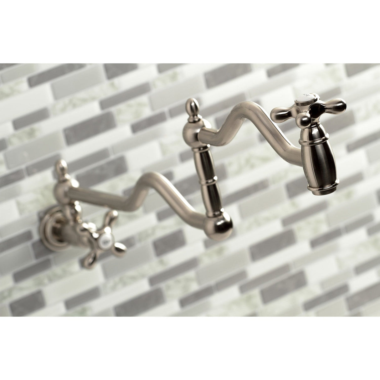 Heritage KS2108AX Two-Handle Pot Filler, Brushed Nickel