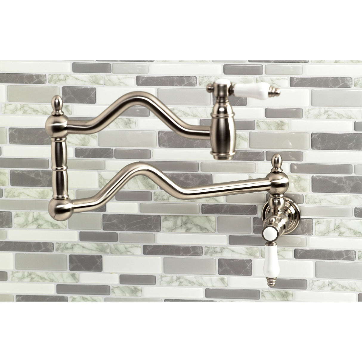 Bel-Air KS2108BPL Two-Handle Pot Filler, Brushed Nickel