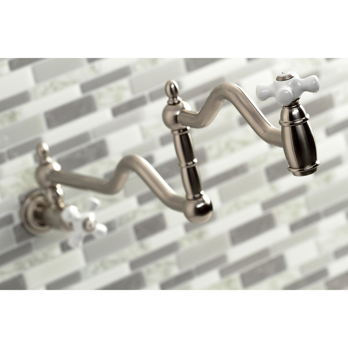 Heritage KS2108PX Two-Handle Pot Filler, Brushed Nickel