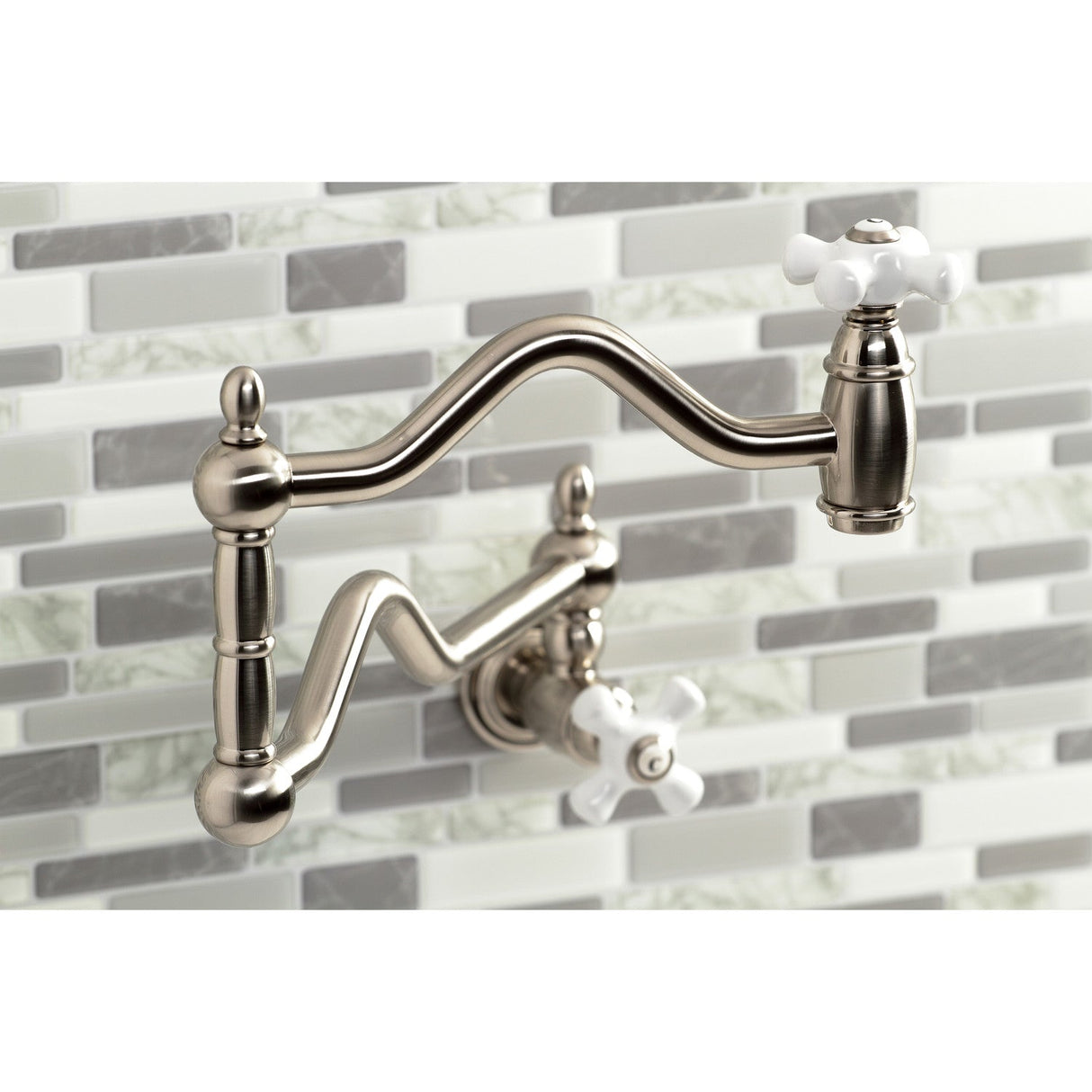 Heritage KS2108PX Two-Handle Pot Filler, Brushed Nickel