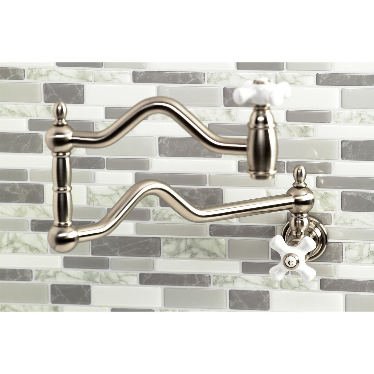 Heritage KS2108PX Two-Handle Pot Filler, Brushed Nickel