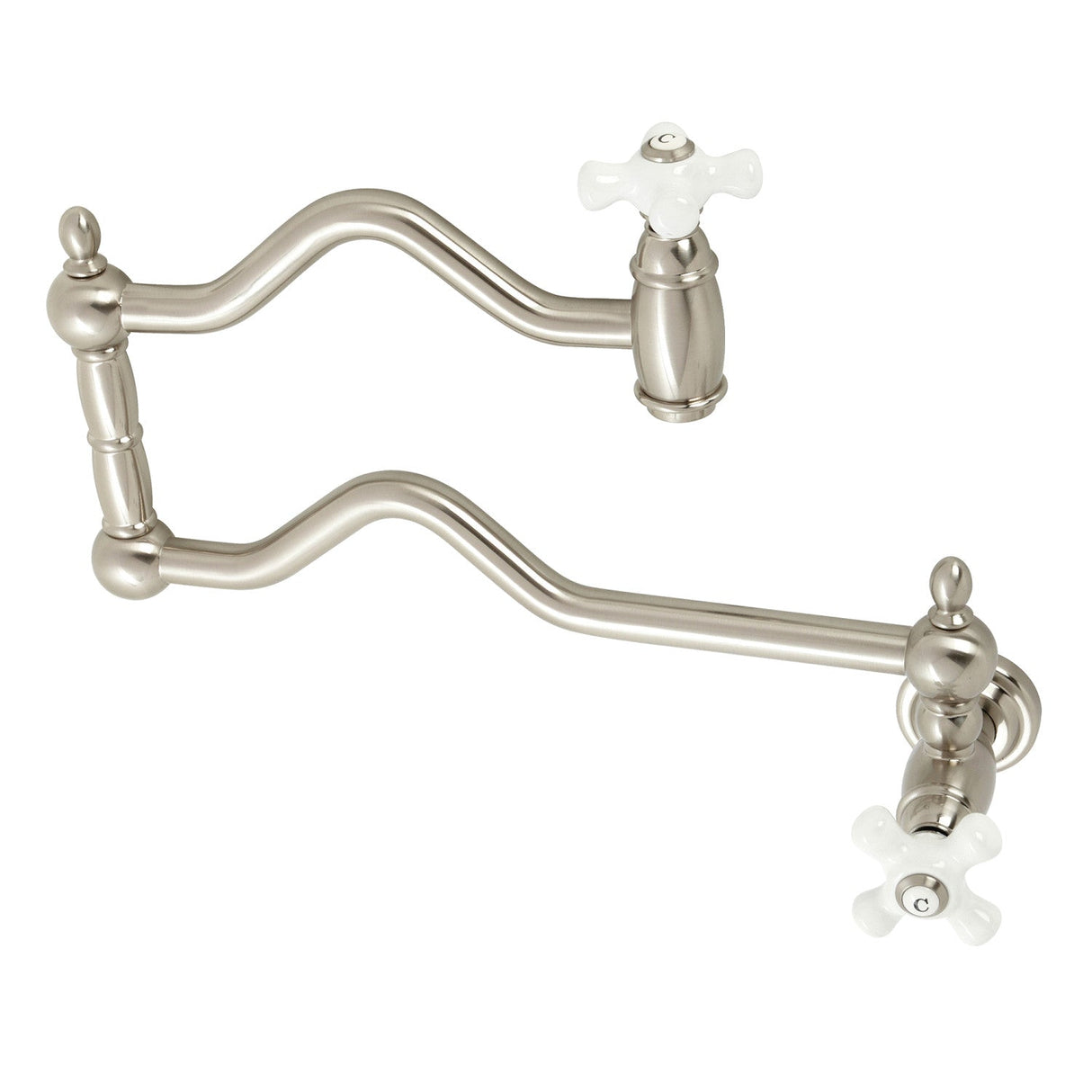 Heritage KS2108PX Two-Handle Pot Filler, Brushed Nickel