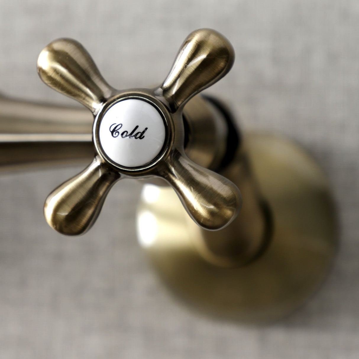 Kingston KS213AB Two-Handle 2-Hole Wall Mount Kitchen Faucet, Antique Brass