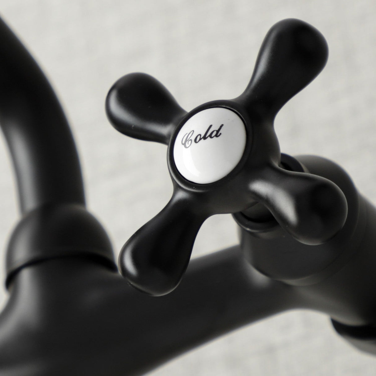 Kingston KS213MB Two-Handle 2-Hole Wall Mount Kitchen Faucet, Matte Black