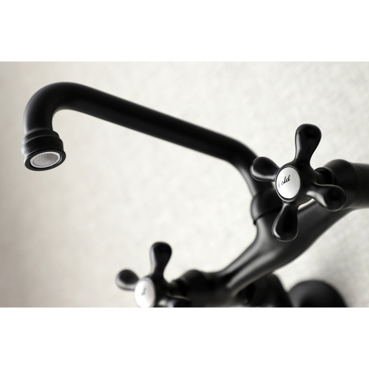 Kingston KS213MB Two-Handle 2-Hole Wall Mount Kitchen Faucet, Matte Black