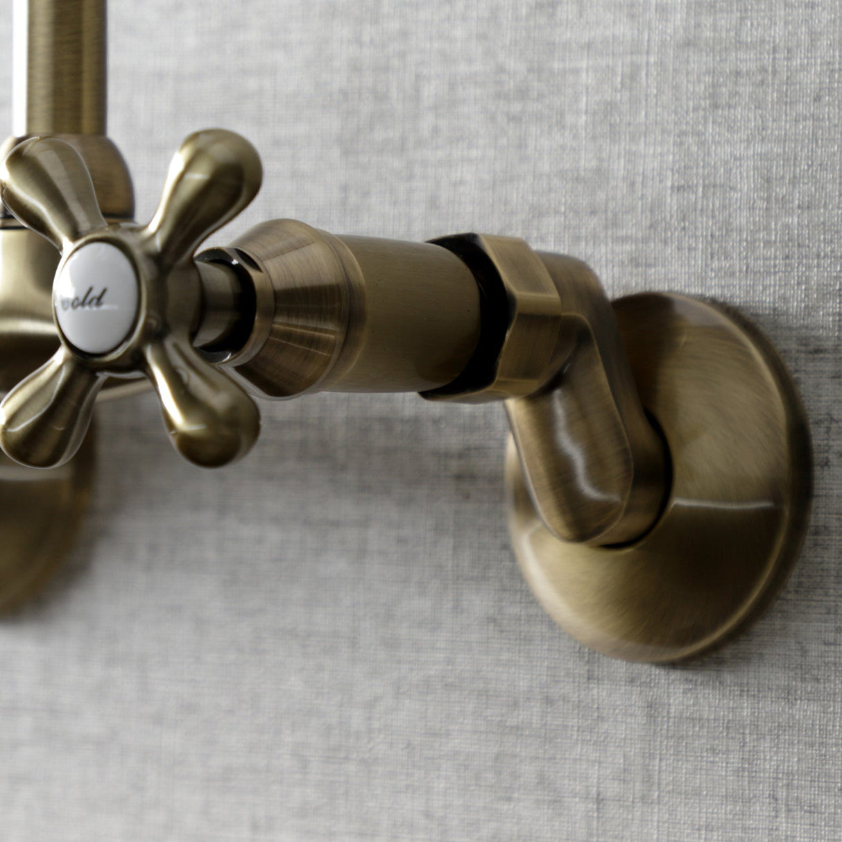 Kingston KS214AB Two-Handle 2-Hole Wall Mount Kitchen Faucet, Antique Brass