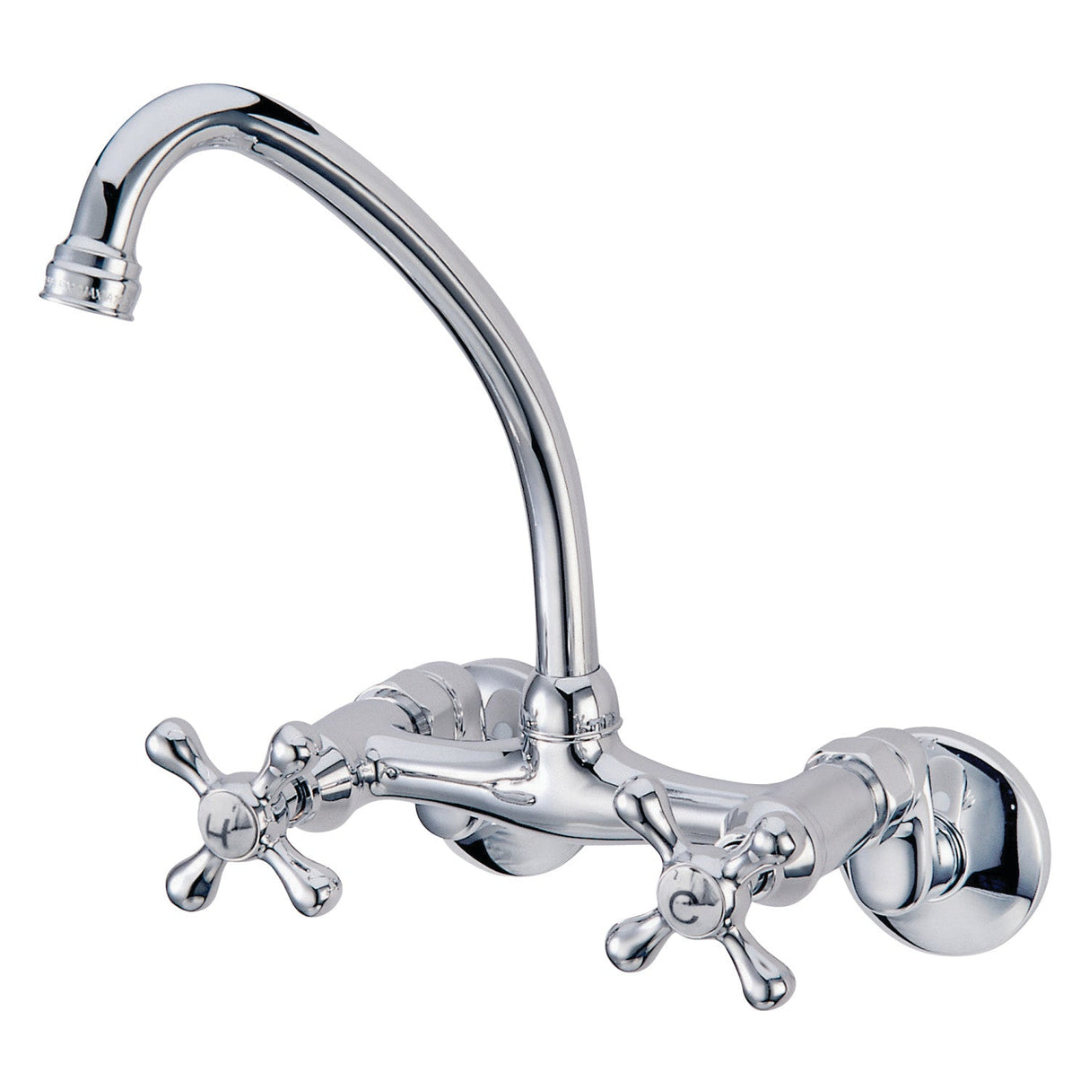 Kingston KS214M Two-Handle 2-Hole Wall Mount Kitchen Faucet, Polished Chrome