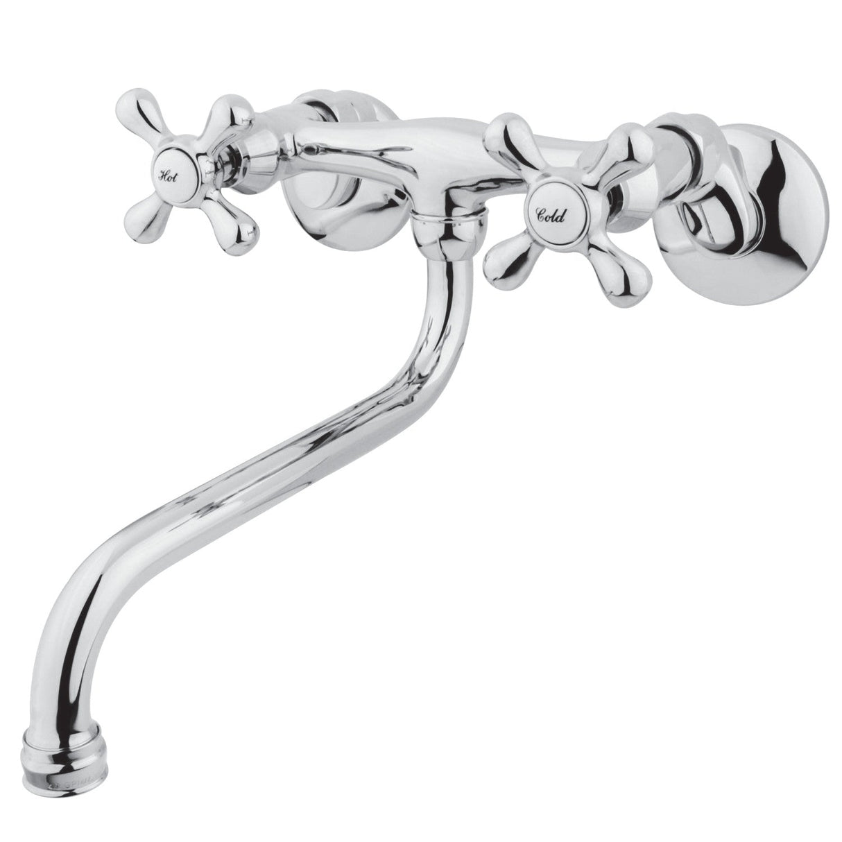 Kingston KS215C Two-Handle 2-Hole Wall Mount Bathroom Faucet, Polished Chrome