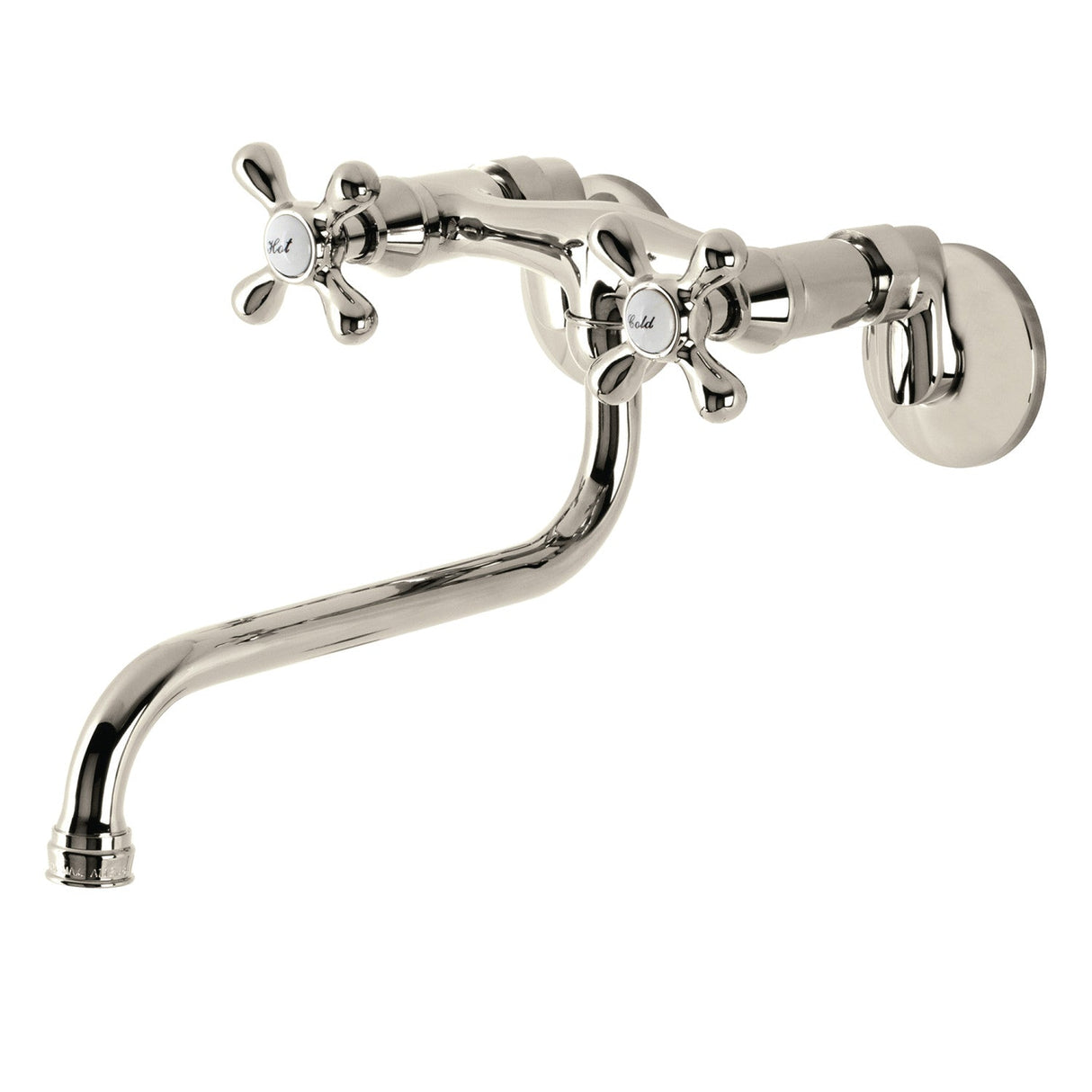 Kingston KS215PN Two-Handle 2-Hole Wall Mount Bathroom Faucet, Polished Nickel