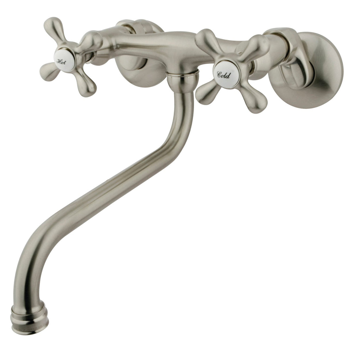 Kingston KS215SN Two-Handle 2-Hole Wall Mount Bathroom Faucet, Brushed Nickel