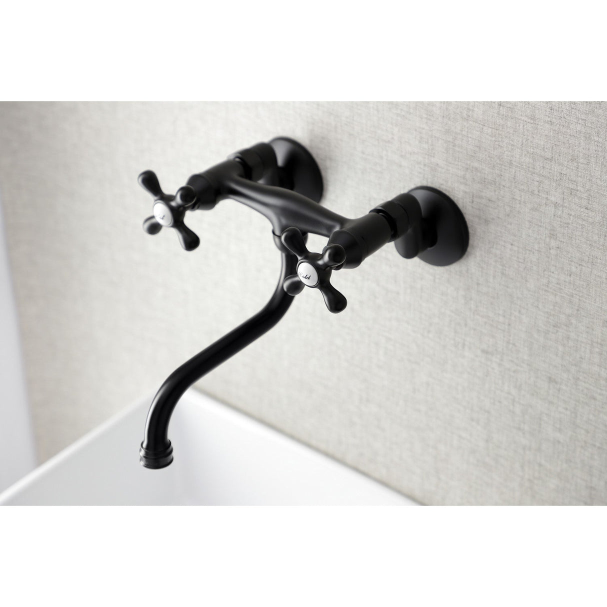Kingston KS216MB Two-Handle 2-Hole Wall Mount Bathroom Faucet, Matte Black