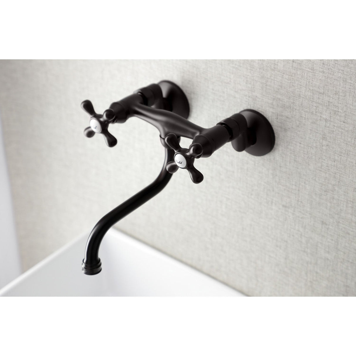 Kingston KS216ORB Two-Handle 2-Hole Wall Mount Bathroom Faucet, Oil Rubbed Bronze