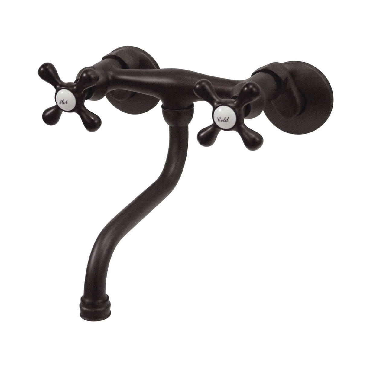 Kingston KS216ORB Two-Handle 2-Hole Wall Mount Bathroom Faucet, Oil Rubbed Bronze