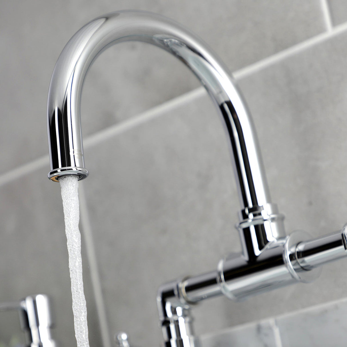 Belknap KS2171RX Two-Handle 2-Hole Deck Mount Bridge Bathroom Faucet with Pop-Up Drain, Polished Chrome