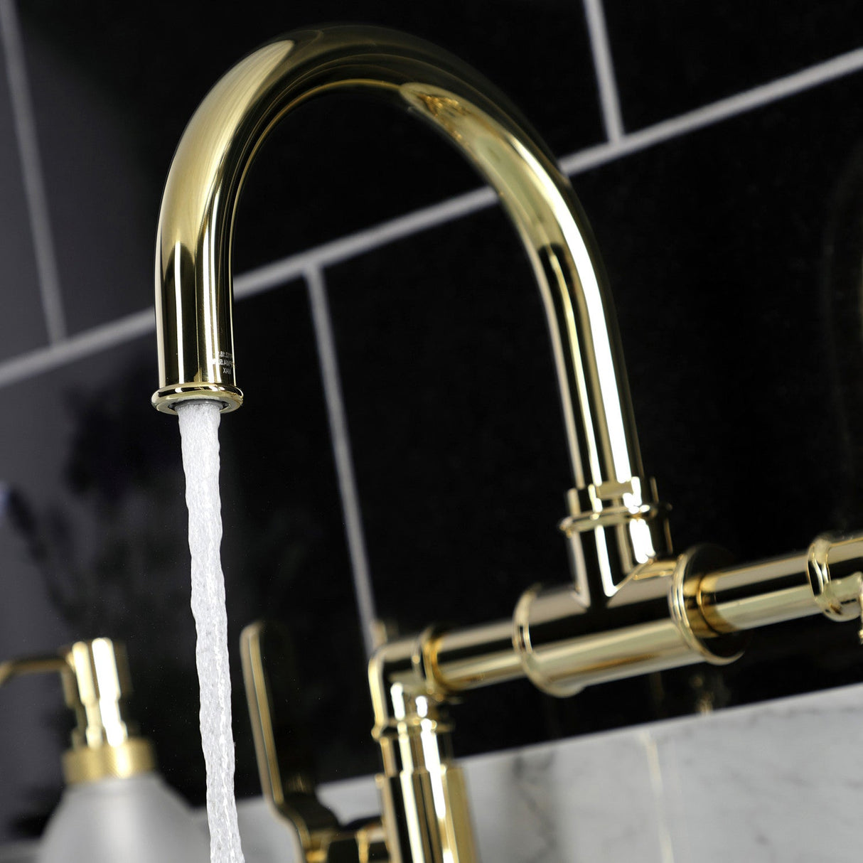 Whitaker KS2172KL Two-Handle 2-Hole Deck Mount Bridge Bathroom Faucet with Pop-Up Drain, Polished Brass