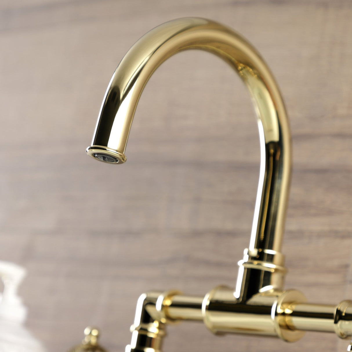 Webb KS2172RKX Two-Handle 2-Hole Deck Mount Bridge Bathroom Faucet with Knurled Handle and Push Pop-Up Drain, Polished Brass