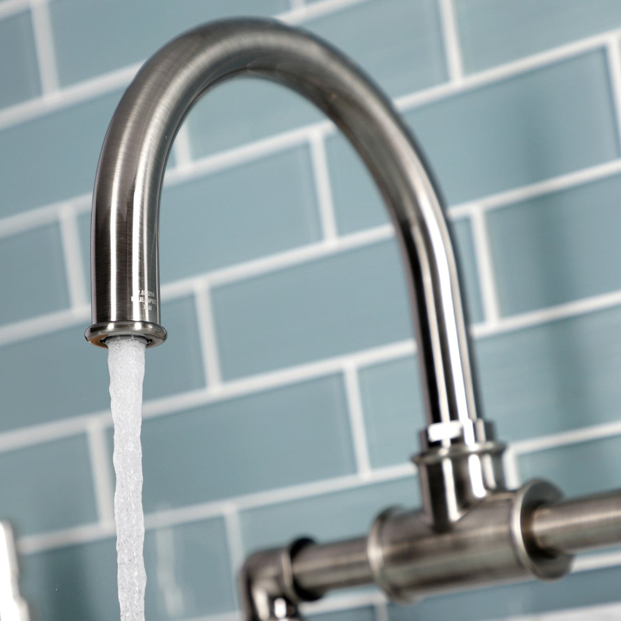 Belknap KS217RXVN Two-Handle 2-Hole Deck Mount Bridge Bathroom Faucet with Pop-Up Drain, Black Stainless