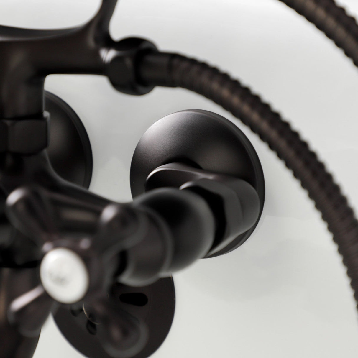 Kingston KS225ORB Three-Handle 2-Hole Tub Wall Mount Clawfoot Tub Faucet with Handshower, Oil Rubbed Bronze