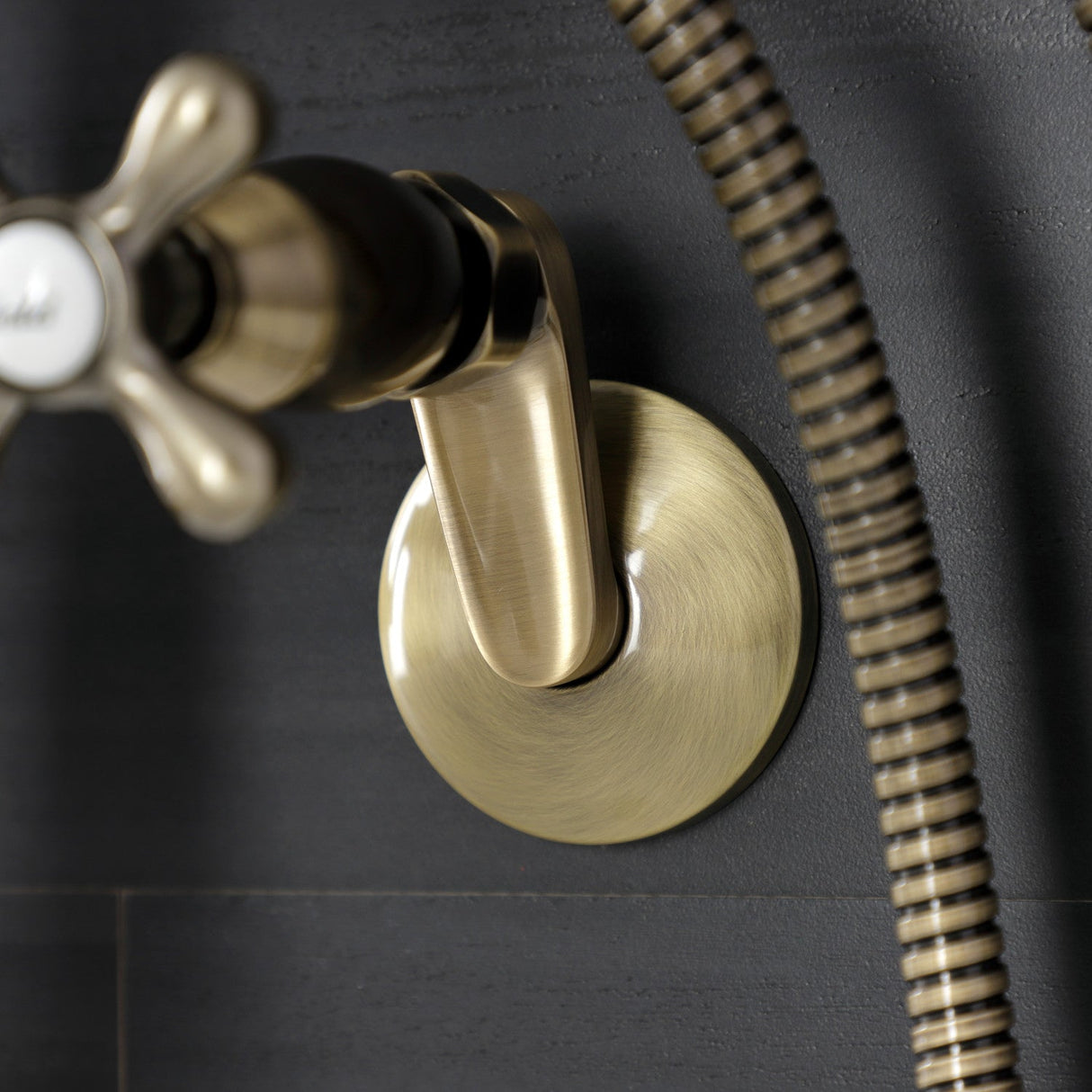 Kingston KS226AB Two-Handle Clawfoot Tub Faucet with Hand Shower, Antique Brass