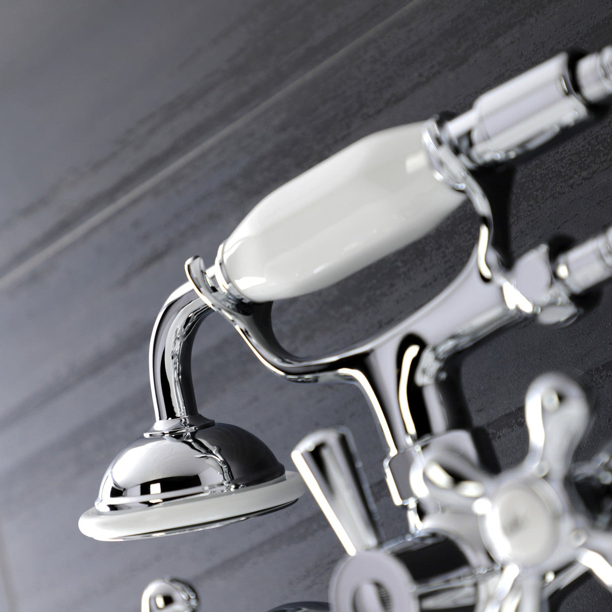 Kingston KS226C Two-Handle Clawfoot Tub Faucet with Hand Shower, Polished Chrome