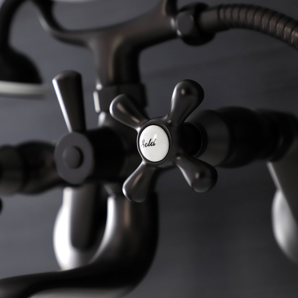 Kingston KS226ORB Two-Handle Clawfoot Tub Faucet with Hand Shower, Oil Rubbed Bronze