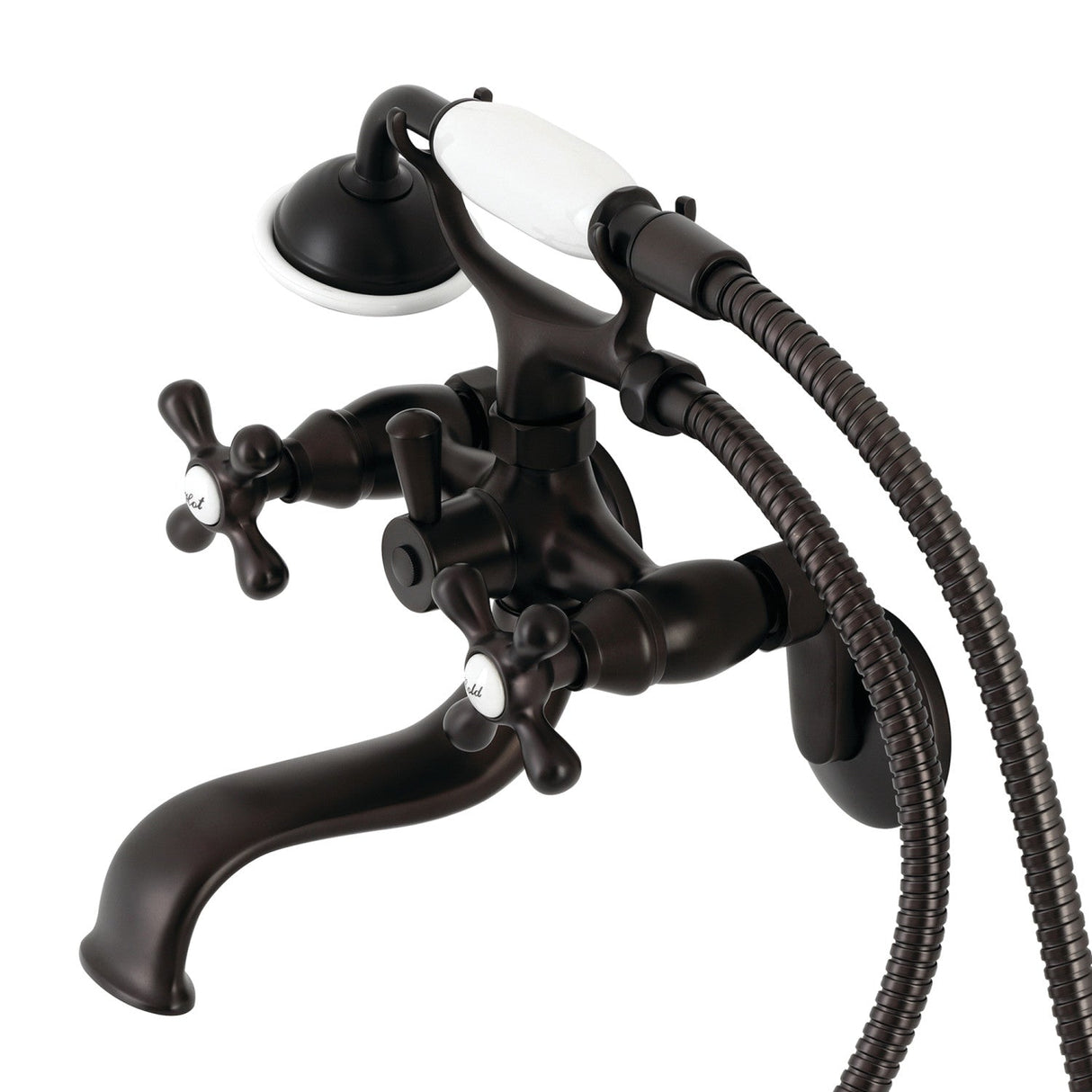Kingston KS226ORB Two-Handle Clawfoot Tub Faucet with Hand Shower, Oil Rubbed Bronze