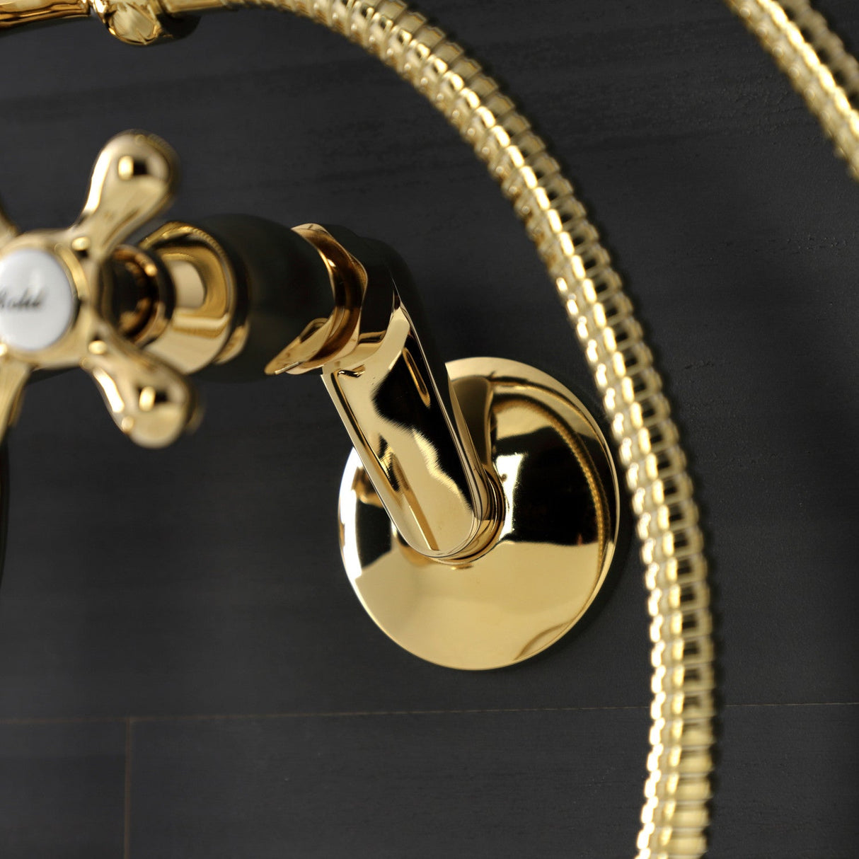 Kingston KS226PB Two-Handle Clawfoot Tub Faucet with Hand Shower, Polished Brass