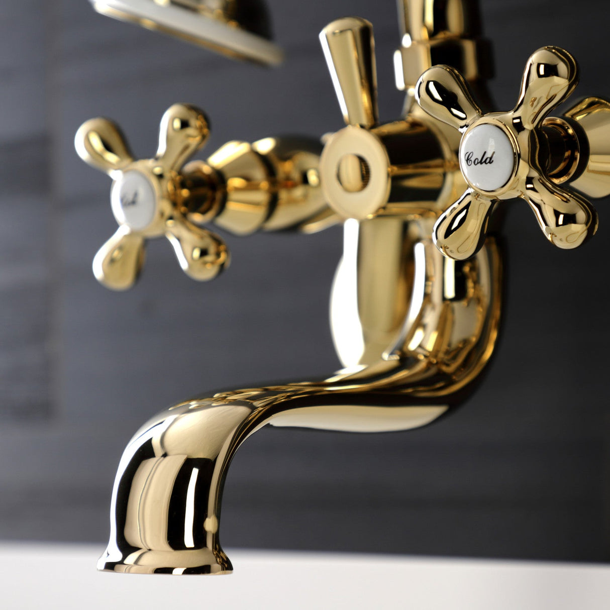 Kingston KS226PB Two-Handle Clawfoot Tub Faucet with Hand Shower, Polished Brass