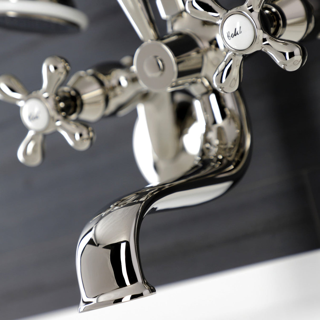 Kingston KS226PN Two-Handle Clawfoot Tub Faucet with Hand Shower, Polished Nickel