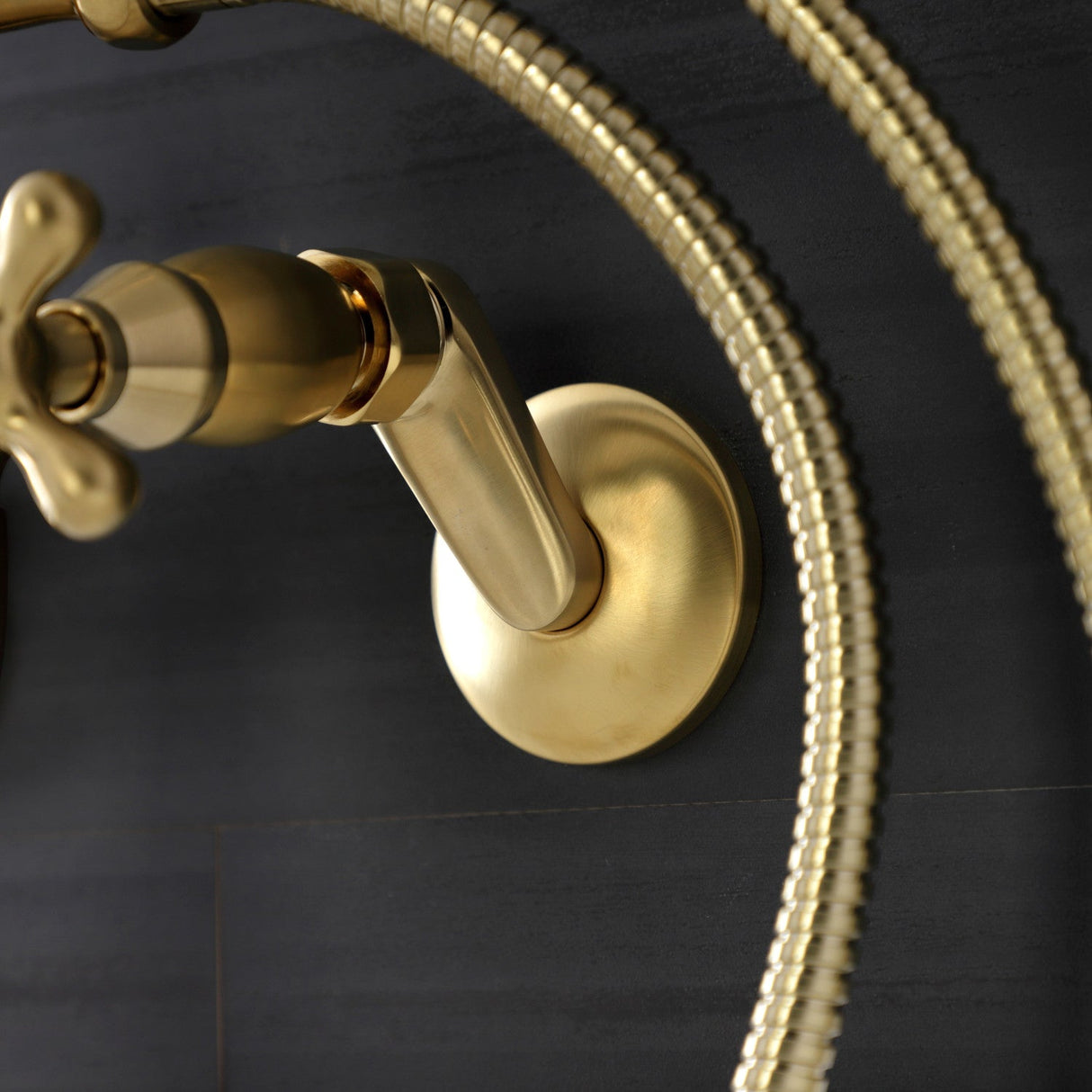 Kingston KS226SB Two-Handle Clawfoot Tub Faucet with Hand Shower, Brushed Brass