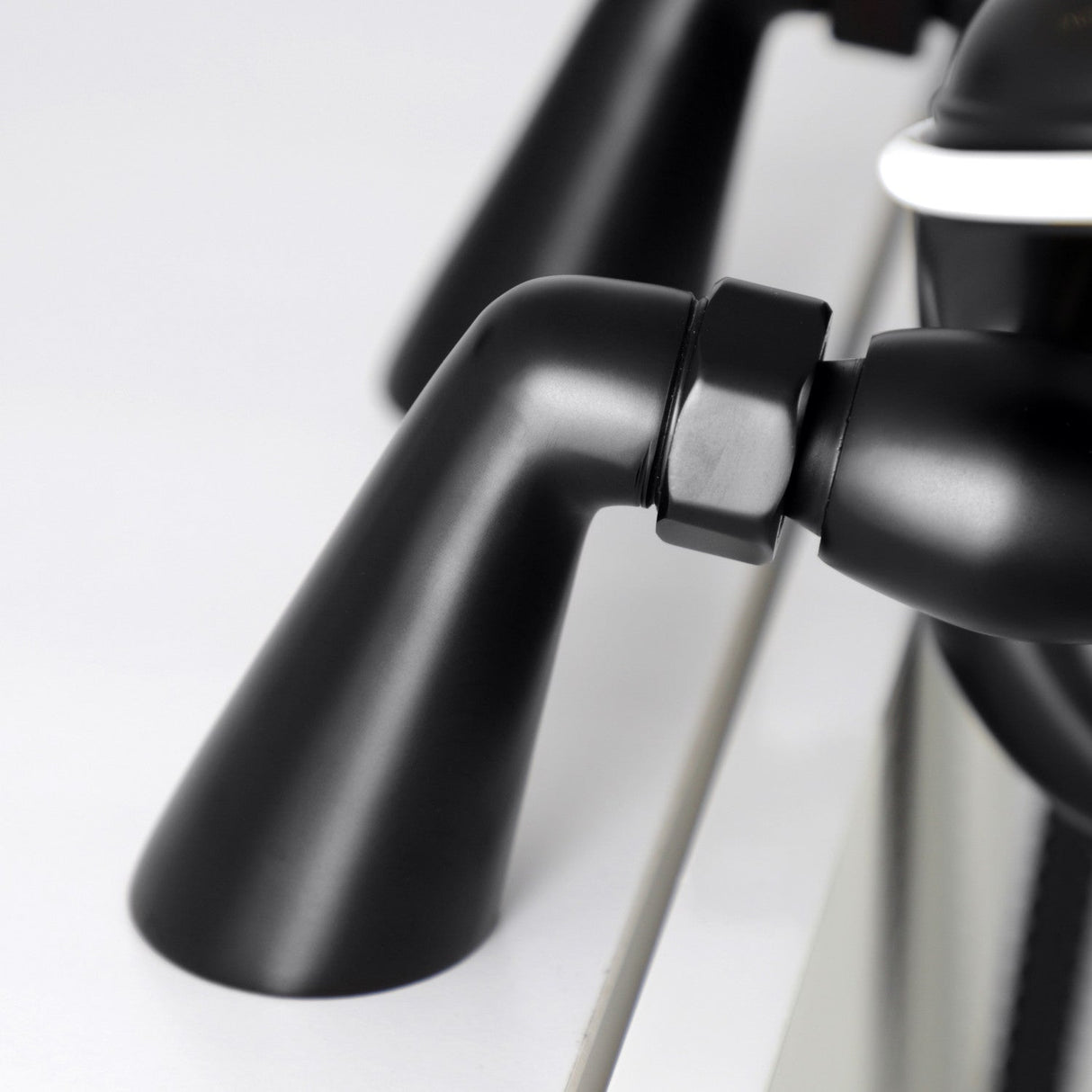 Kingston KS227MB Three-Handle 2-Hole Deck Mount Clawfoot Tub Faucet with Handshower, Matte Black