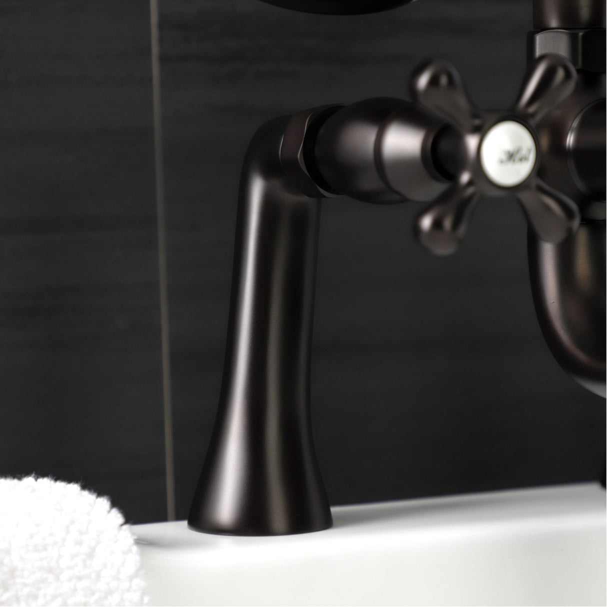 Kingston KS228ORB Three-Handle 2-Hole Deck Mount Clawfoot Tub Faucet with Handshower, Oil Rubbed Bronze