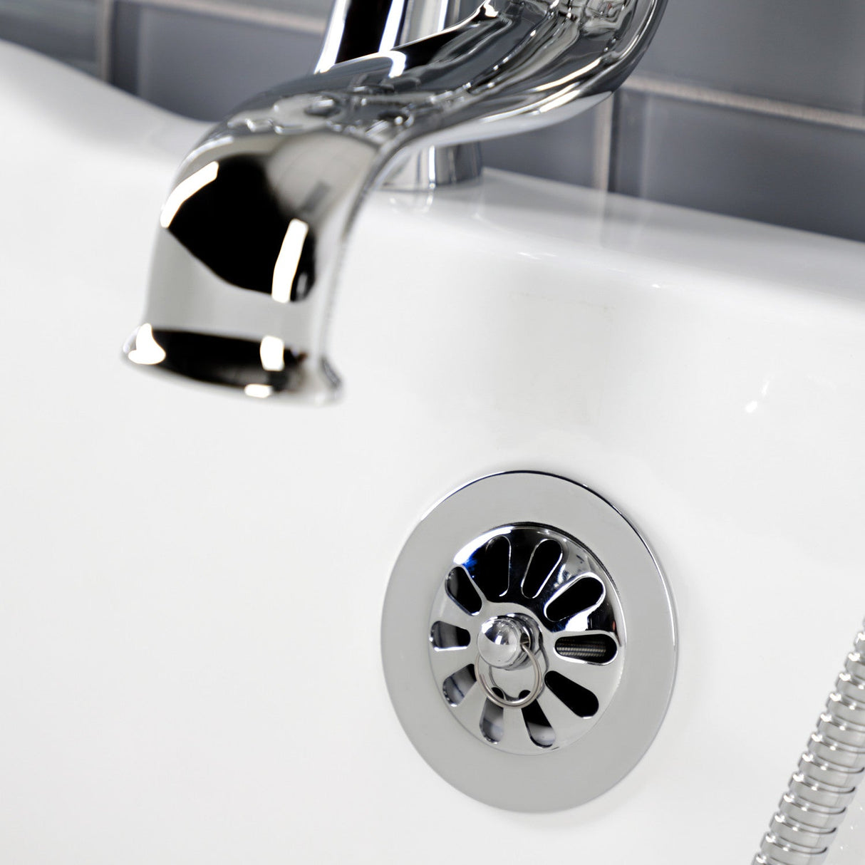 Kingston KS228PXC Three-Handle 2-Hole Deck Mount Clawfoot Tub Faucet with Hand Shower, Polished Chrome