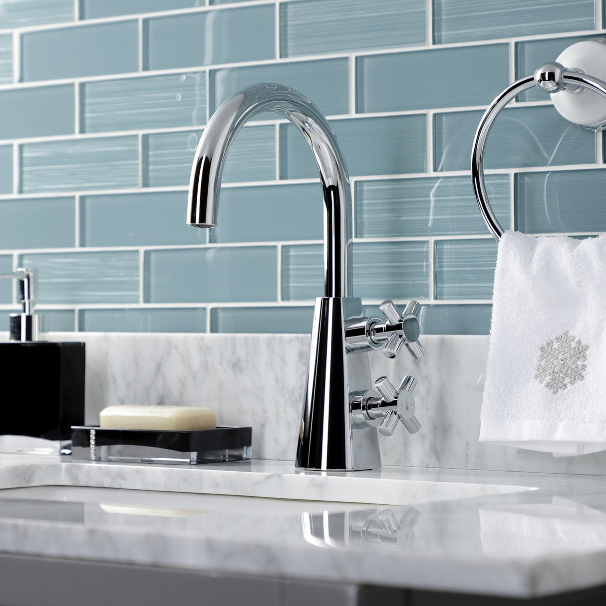 Constantine KS2291DX Two-Handle 1-Hole Deck Mount Bathroom Faucet with Push Pop-Up, Polished Chrome