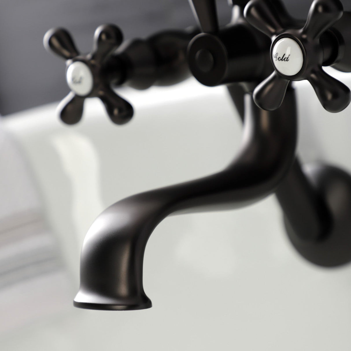 Kingston KS229ORB Three-Handle 2-Hole Tub Wall Mount Clawfoot Tub Faucet with Handshower, Oil Rubbed Bronze