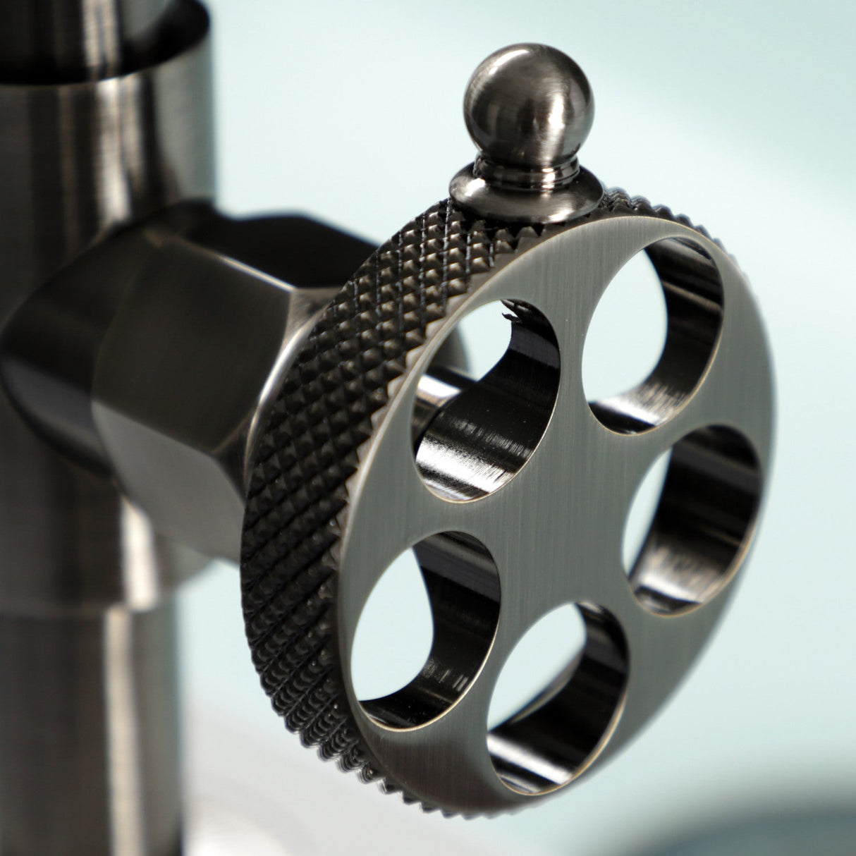 Webb KS2334RKX Two-Handle 4-Hole Deck Mount Bridge Kitchen Faucet with Knurled Handle and Brass Side Sprayer, Black Stainless