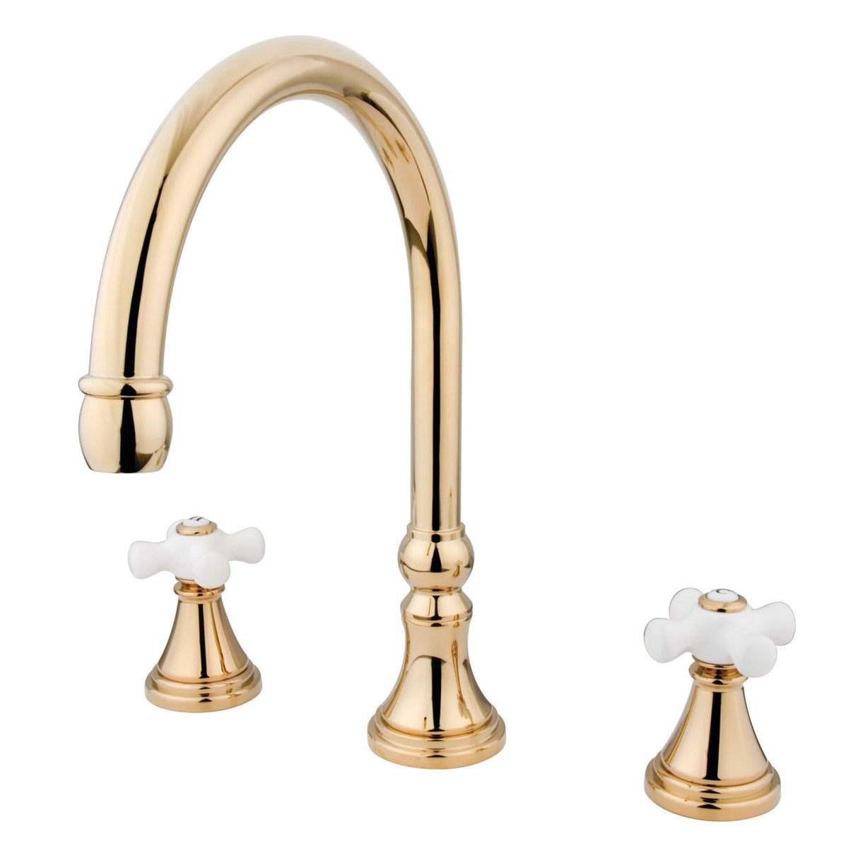 Roman KS2342PX Two-Handle 3-Hole Deck Mount Roman Tub Faucet, Polished Brass