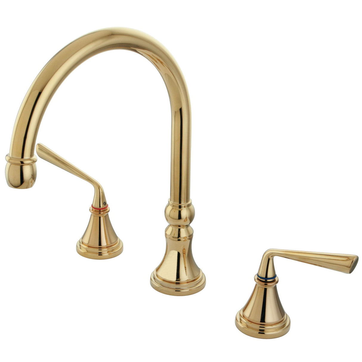 Silver Sage KS2342ZL Two-Handle 3-Hole Deck Mount Roman Tub Faucet, Polished Brass