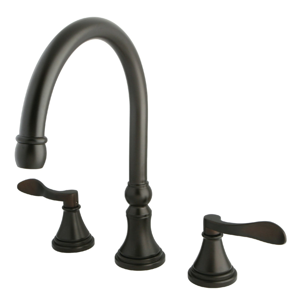 NuFrench KS2345DFL Two-Handle 3-Hole Deck Mount Roman Tub Faucet, Oil Rubbed Bronze