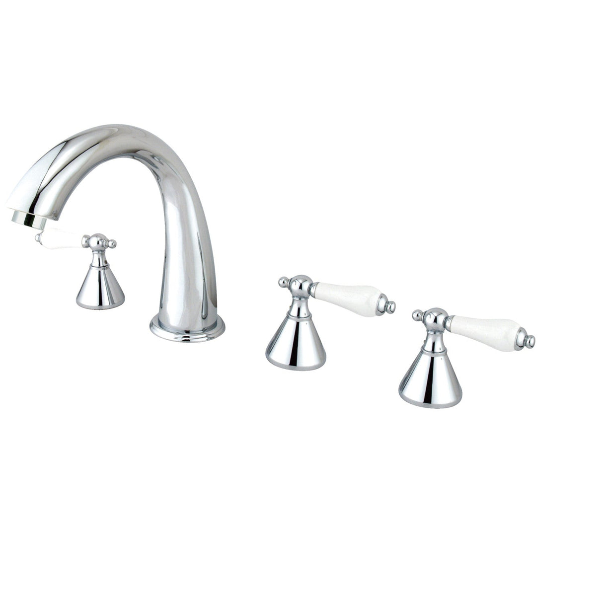 KS23615PL Three-Handle 5-Hole Deck Mount Roman Tub Faucet with Hand Shower, Polished Chrome