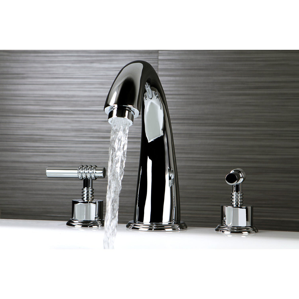 Milano KS2361ML Two-Handle 3-Hole Deck Mount Roman Tub Faucet, Polished Chrome