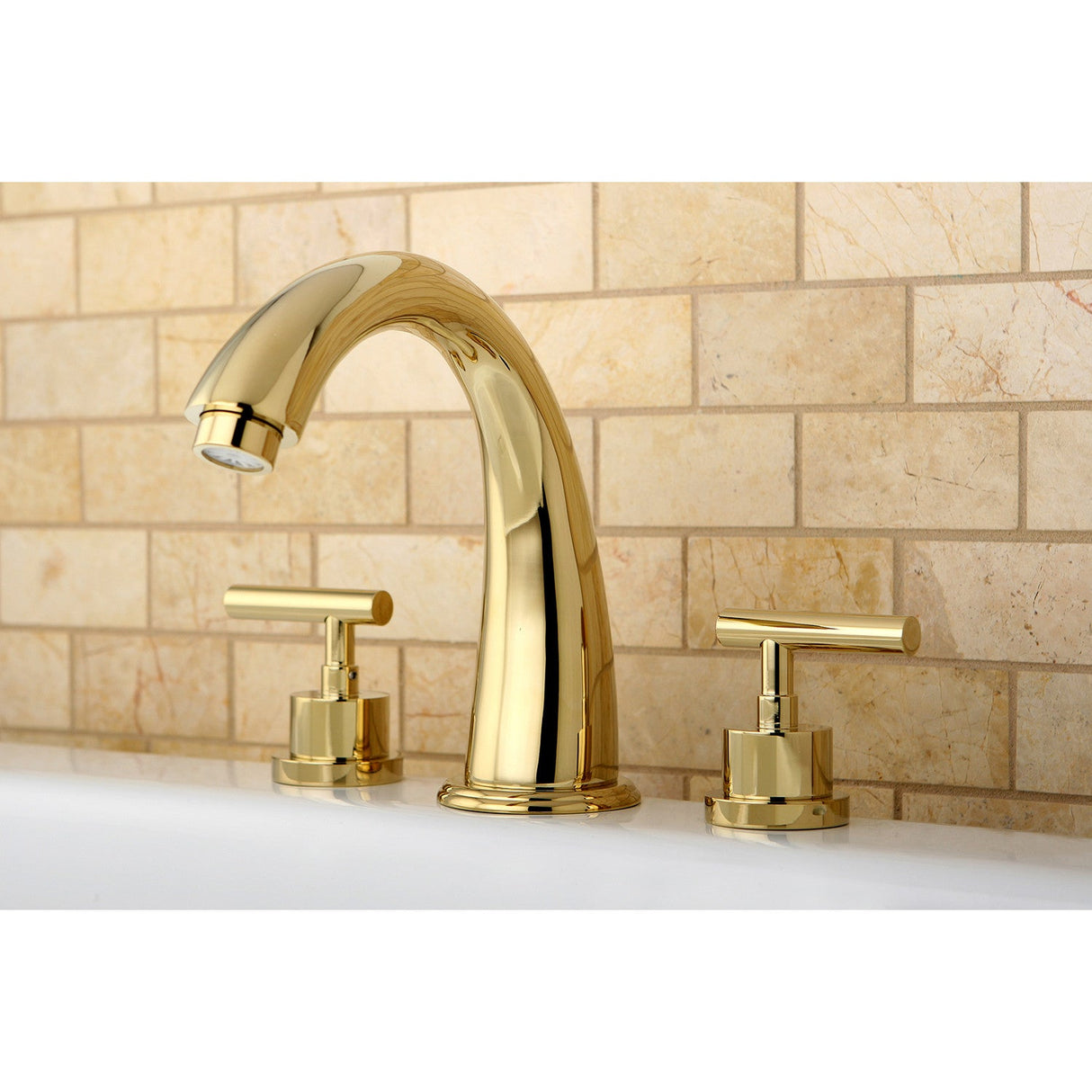 Manhattan KS2362CML Two-Handle 3-Hole Deck Mount Roman Tub Faucet, Polished Brass