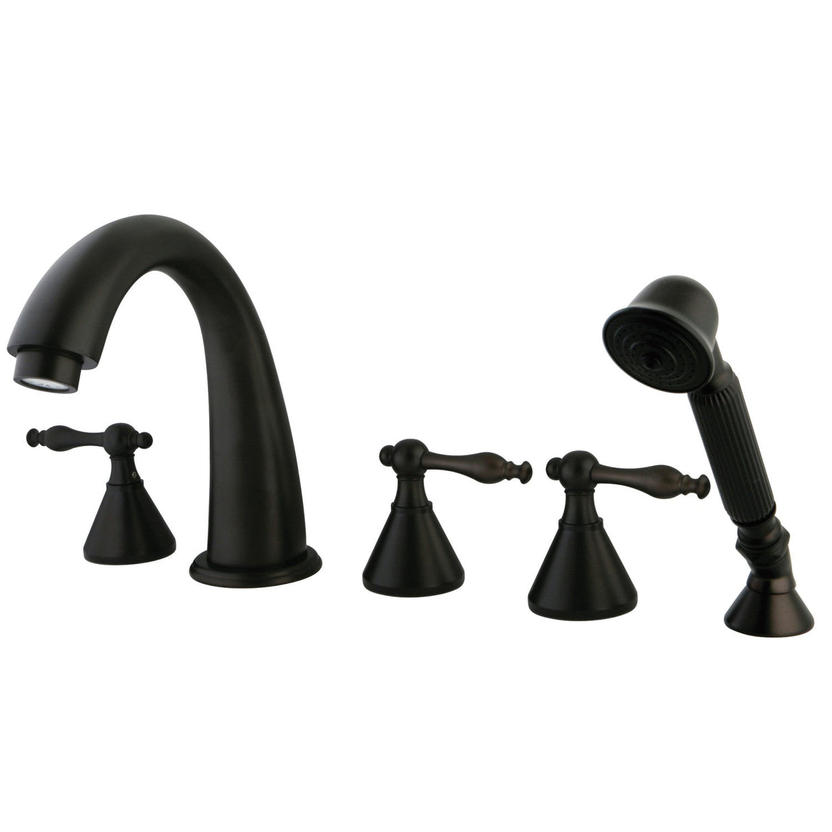 Naples KS23655NL Three-Handle 5-Hole Deck Mount Roman Tub Faucet with Hand Shower, Oil Rubbed Bronze