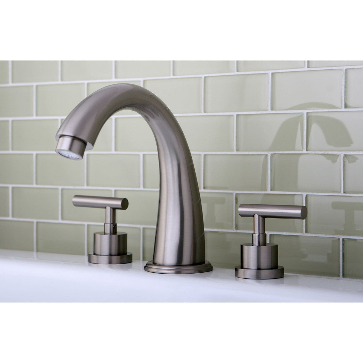 Manhattan KS2368CML Two-Handle 3-Hole Deck Mount Roman Tub Faucet, Brushed Nickel