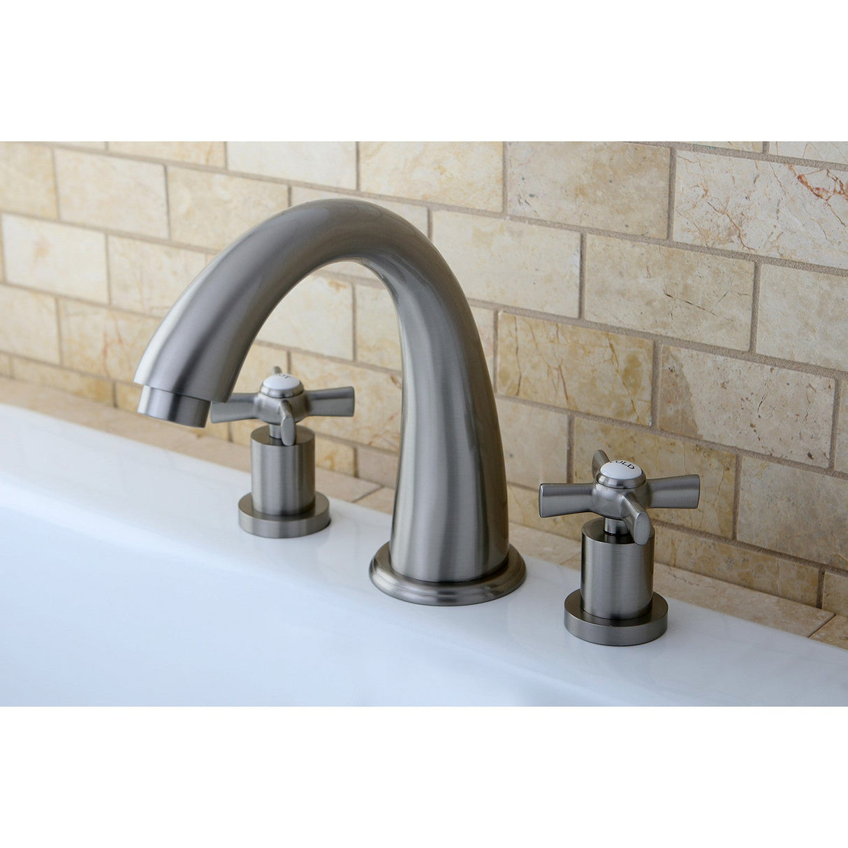 Millennium KS2368ZX Two-Handle 3-Hole Deck Mount Roman Tub Faucet, Brushed Nickel