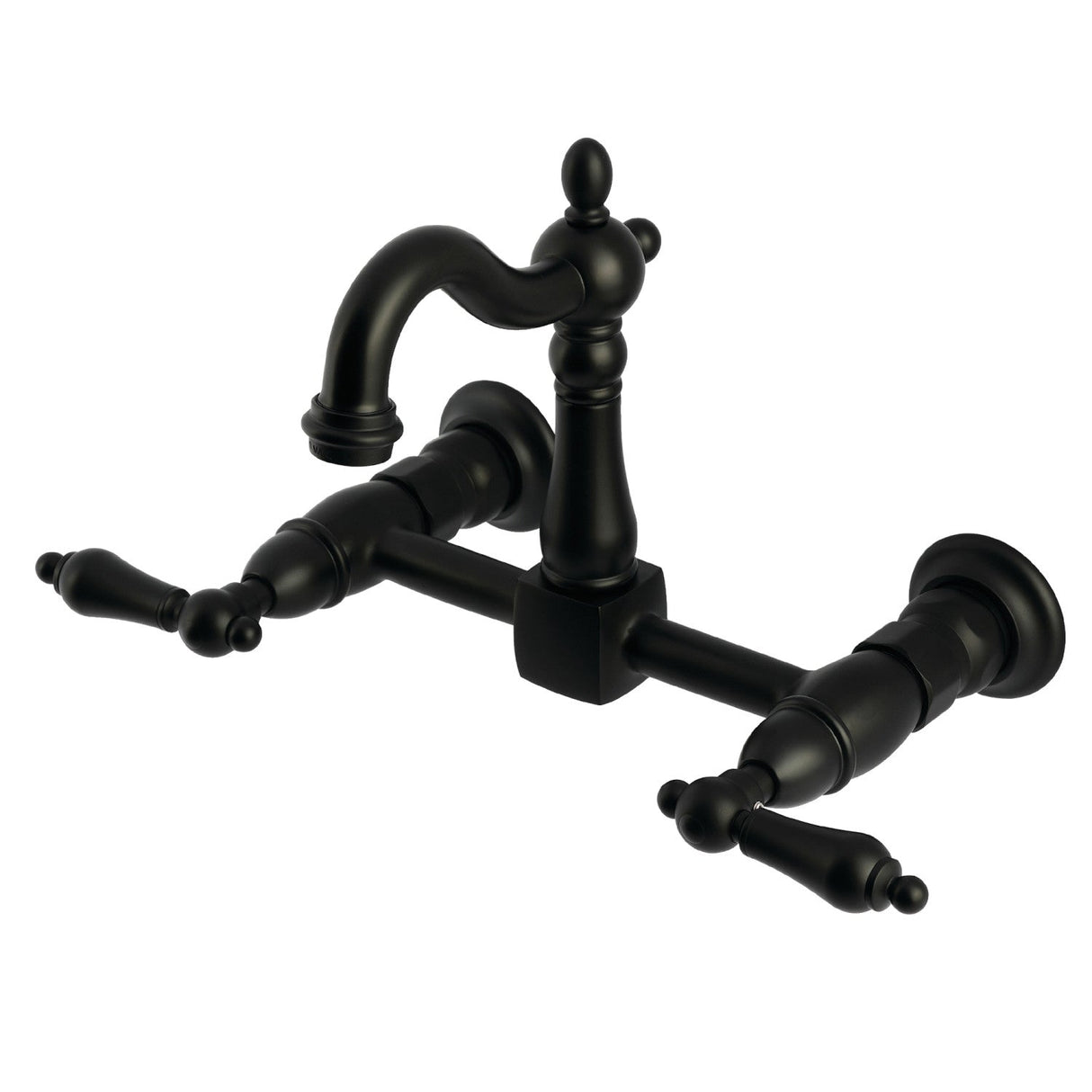 Heritage KS2440AL Two-Handle 2-Hole Wall Mount Kitchen Faucet, Matte Black