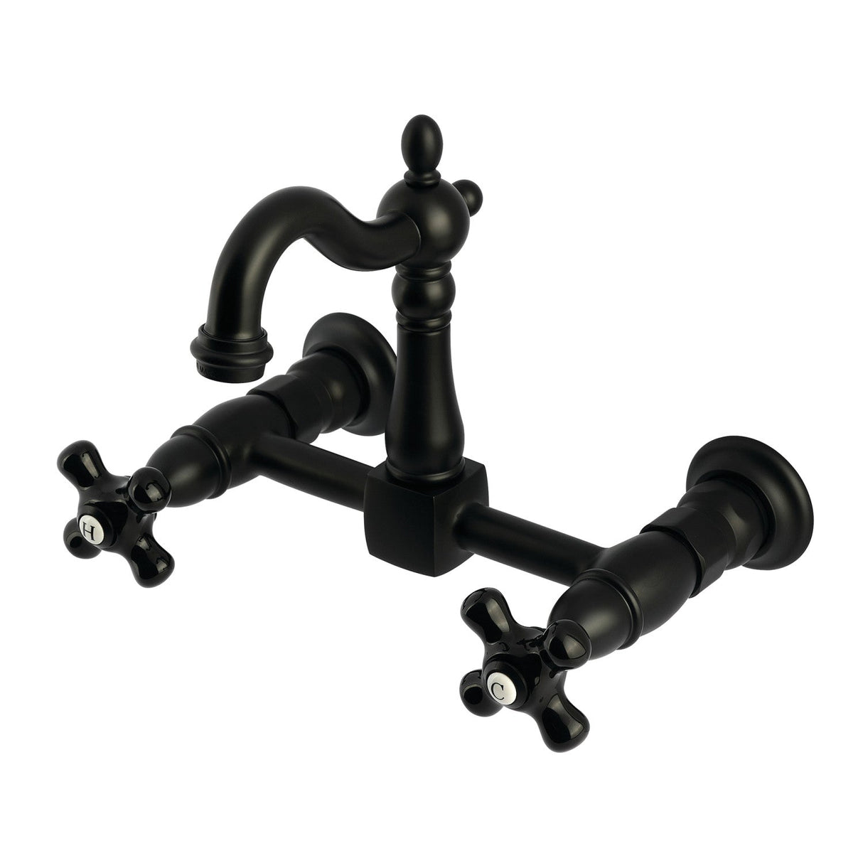 Duchess KS2440PKX Two-Handle 2-Hole Wall Mount Kitchen Faucet, Matte Black
