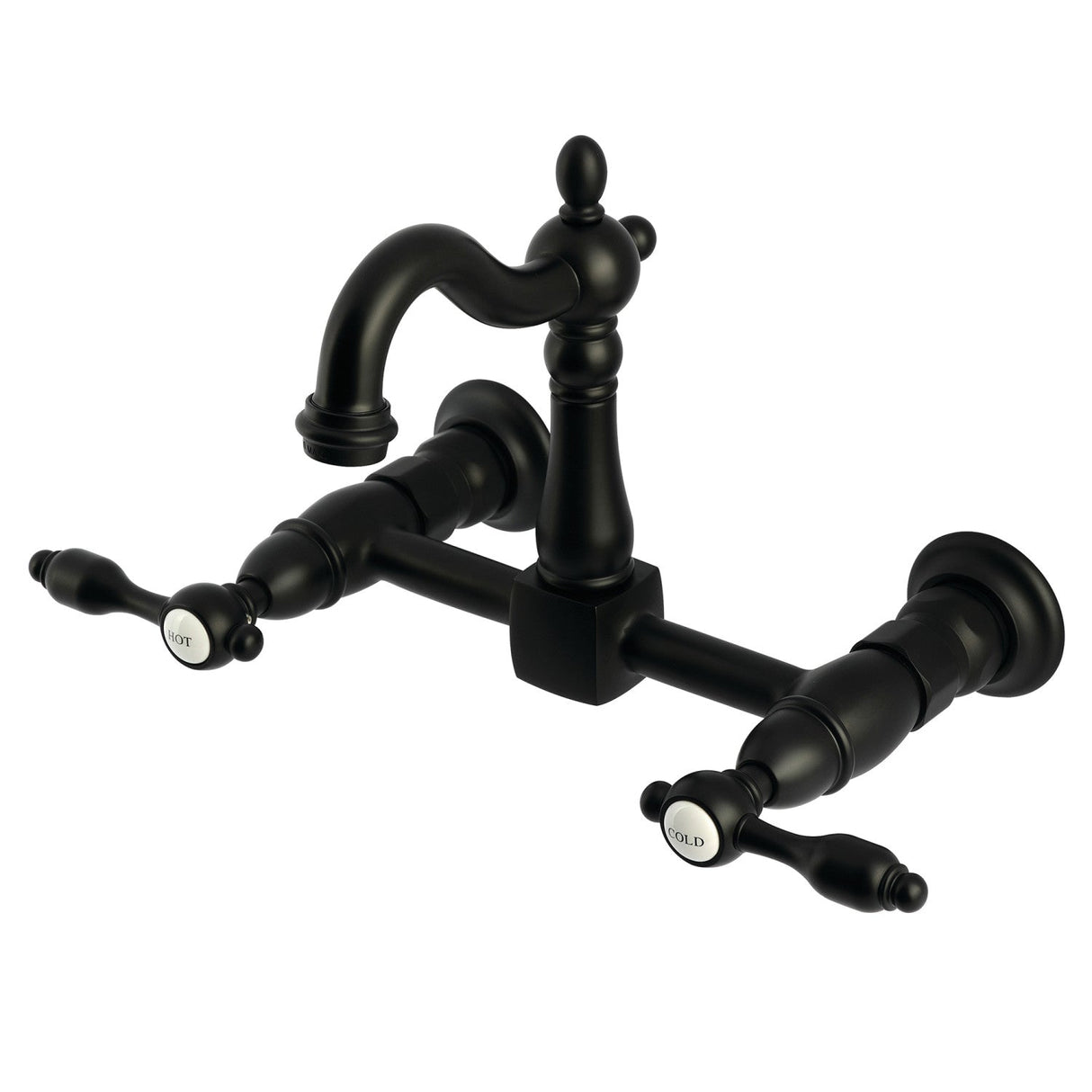 Tudor KS2440TAL Two-Handle 2-Hole Wall Mount Kitchen Faucet, Matte Black