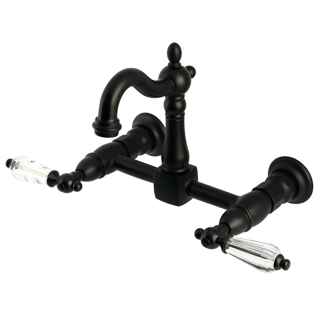 Willshire KS2440WLL Two-Handle 2-Hole Wall Mount Kitchen Faucet, Matte Black