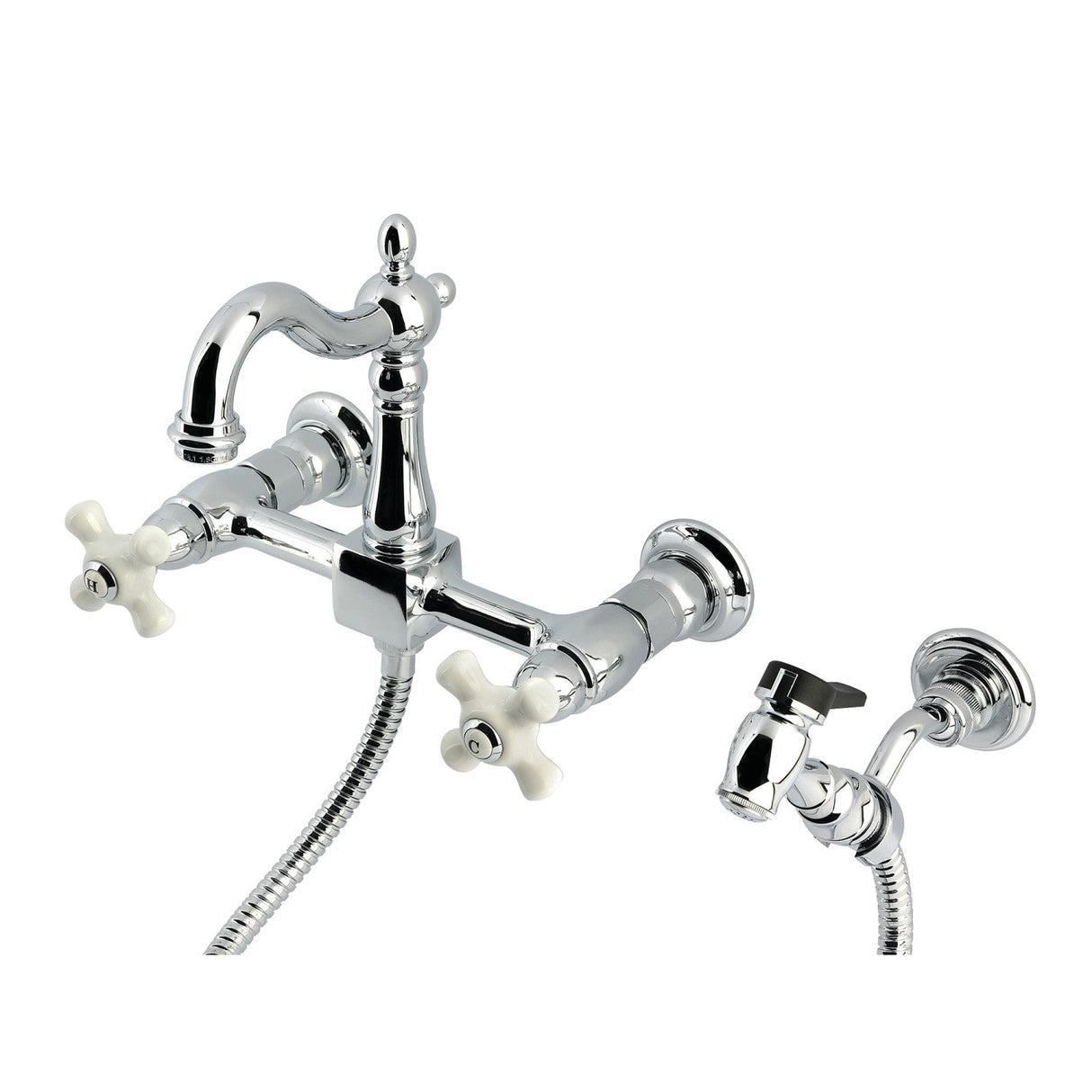 Heritage KS2441PXBS Two-Handle 3-Hole Wall Mount Kitchen Faucet, Polished Chrome